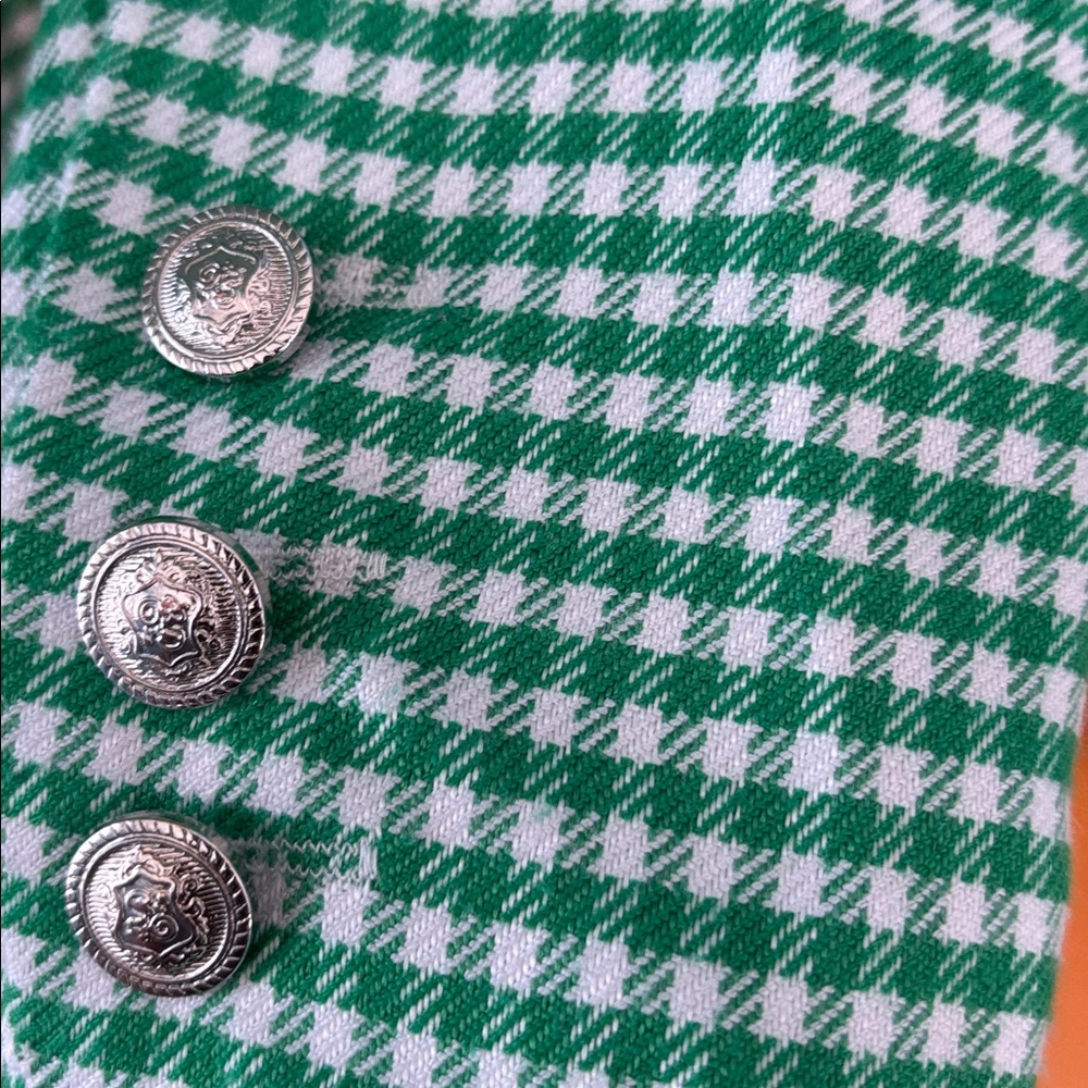 Elegant Green Checkered Women's Blazer - Picture 3 of 6